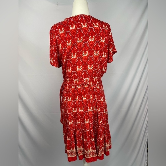 Zesica floral type print wrap dress v-neck short sleeve women’s size L - Picture 3 of 16